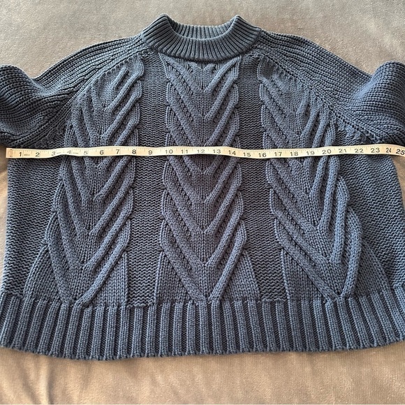 J. Crew Cable-knit mockneck Cotton Pullover Oversized sweater Ultramarine Size S - Picture 11 of 12